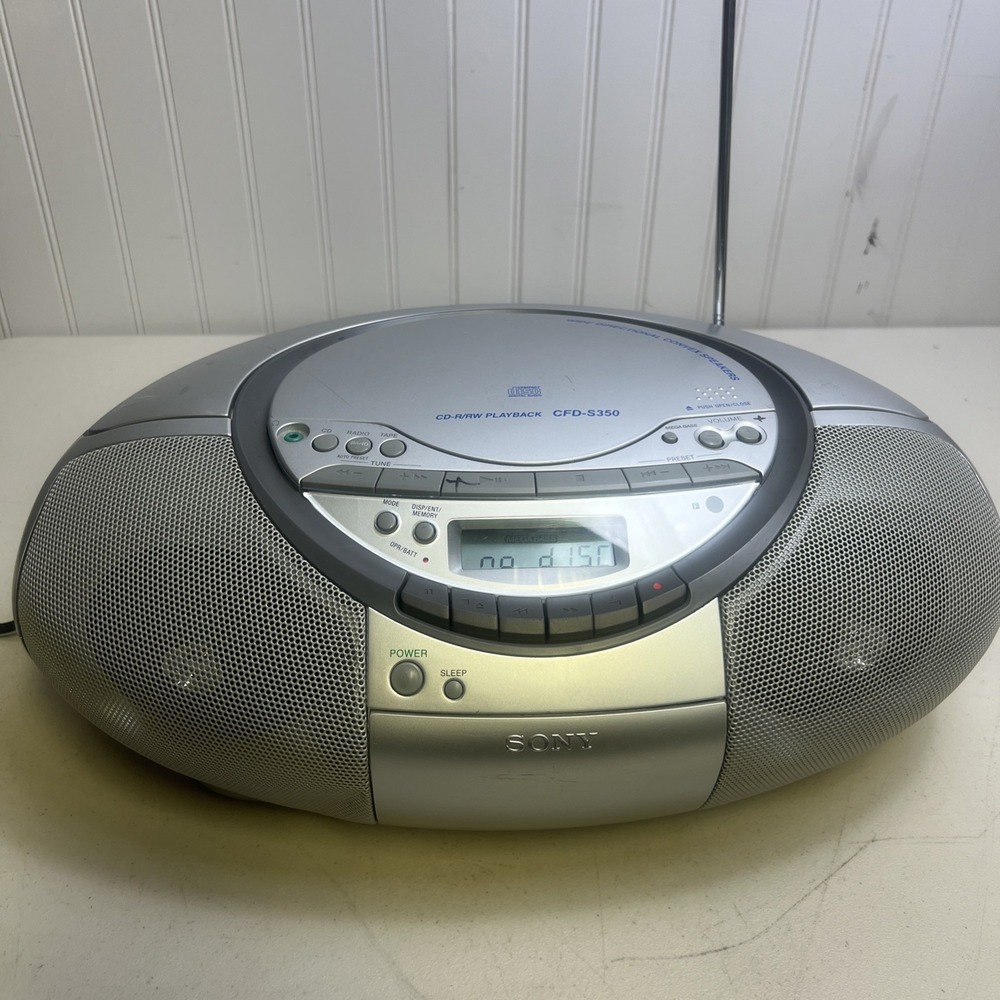 Sony Boombox CFD-S350 Stereo CD Tape AM/FM Power Cord Tested & Working